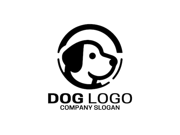 Icono de cabeza de perro silueta simple estilo plano cara de perro de dibujos animados plantilla de diseño de logotipo