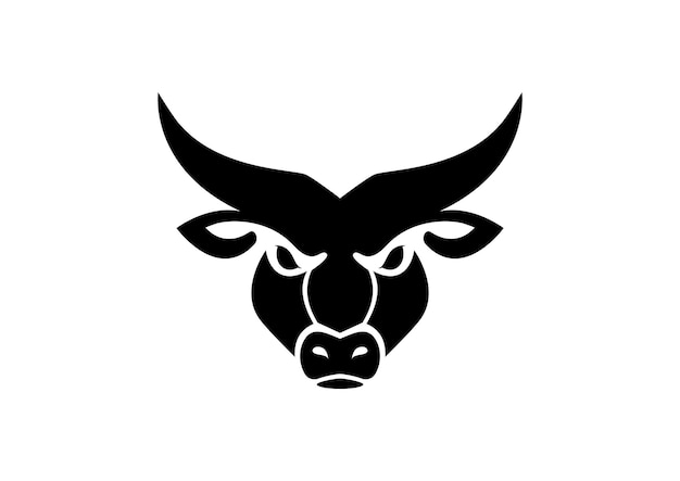 Icono de cabeza de toro Logo Diseño plano Blanco y negro