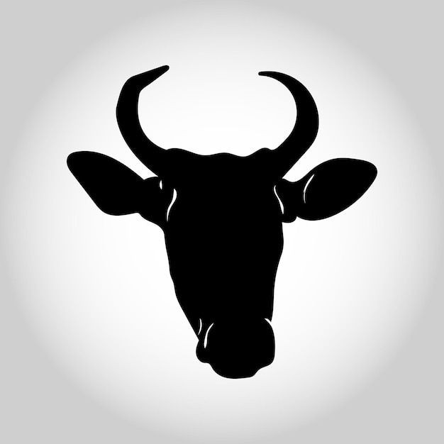 Vector icono de cabeza de vaca en estilo plano de signo de toro de fondo blanco