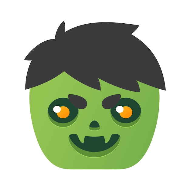 icono de cabeza de zombi Ilustración plana de cabeza de zombie verde aislada sobre un fondo blanco