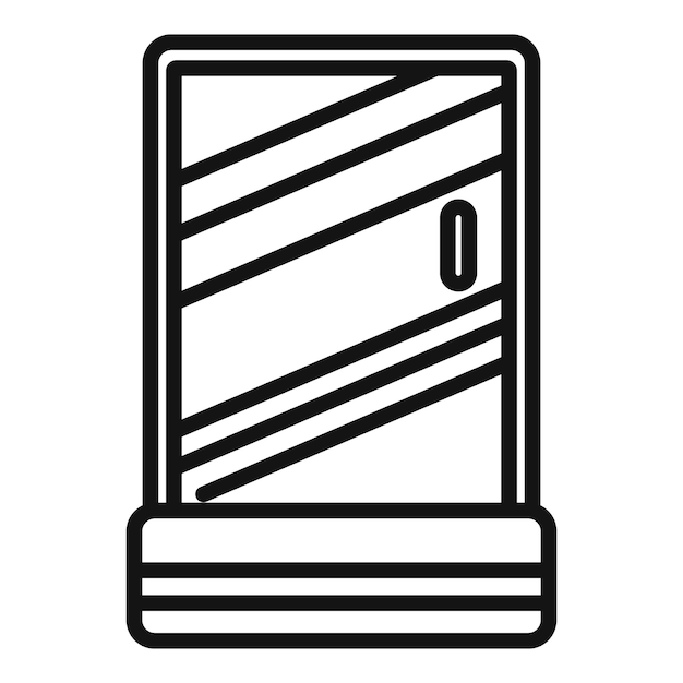 Icono de cabina de ducha de baño vector de contorno cabina de vidrio cubículo de puerta