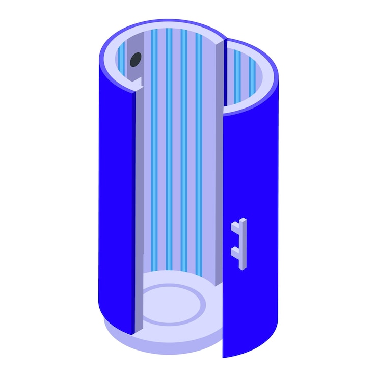Vector icono de cabina moderna solarium isométrico de icono de vector de cabina moderna solarium para diseño web aislado sobre fondo blanco