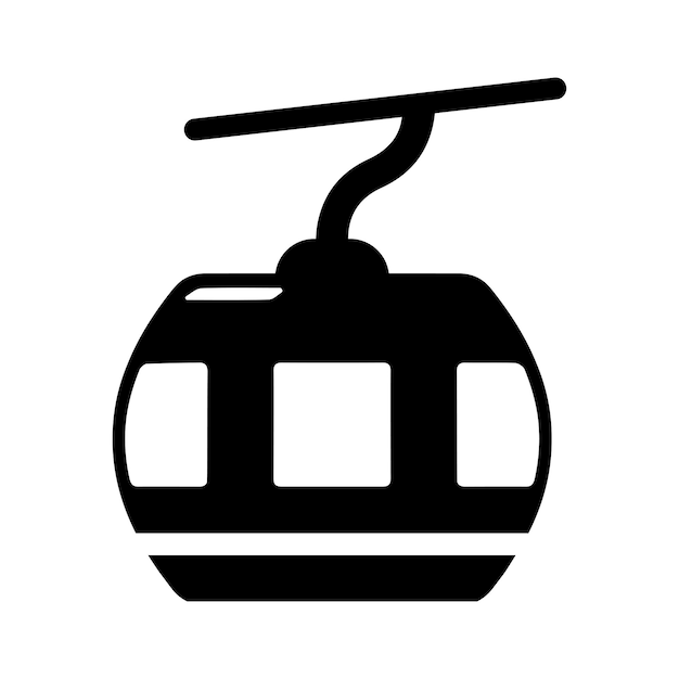 El icono del cable de esquí de la góndola Gráficos vectoriales en negro