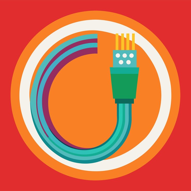 Vector icono de cable de fibra óptica arte y ilustración vectorial de clipart