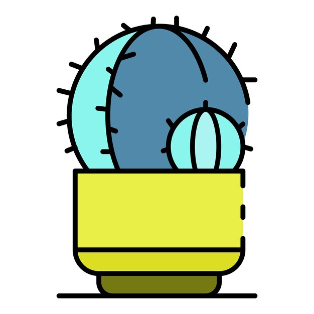 Icono de cactus de casa Contorno casa cactus vector icono color plano aislado