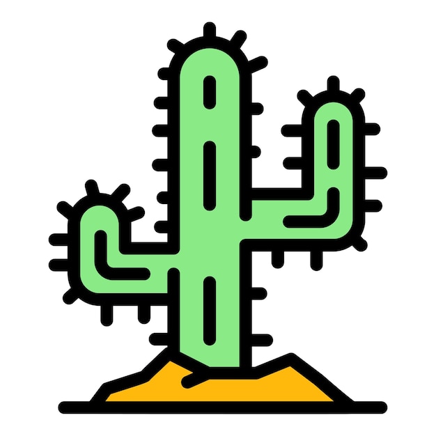 Icono de cactus del desierto Contorno de cactos del desierto Icono vectorial de color plano aislado