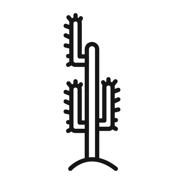 Icono de cactus del desierto Logotipo vectorial de arte de línea negra