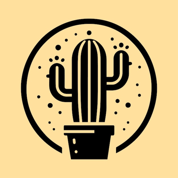 Icono de cactus con vector de fondo de crema