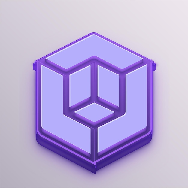 Icono de cadena de bloques vectorial púrpura 3D personalizable para educación, negocios y medios de comunicación
