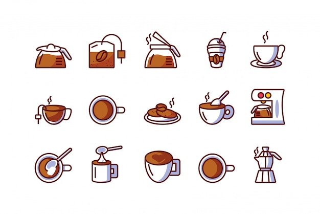 Icono de café aislado set diseño vectorial