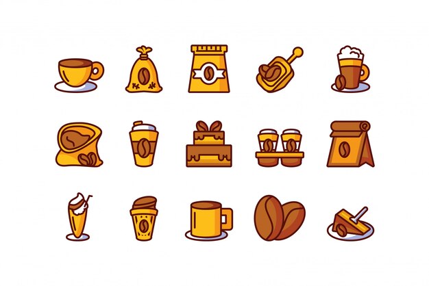 Icono de café aislado set diseño vectorial