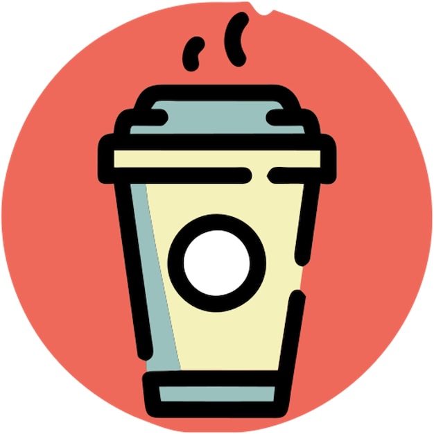 icono de café de dibujos animados línea rota