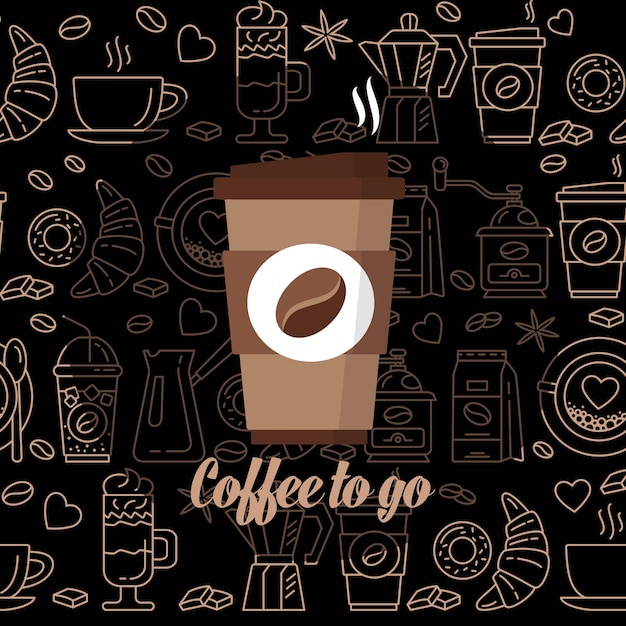 Icono de café para llevar icono de taza de papel para diseño gráfico y web