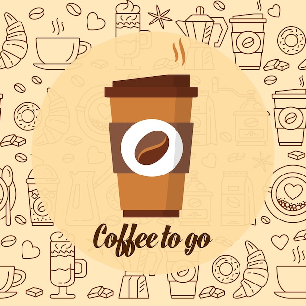 Icono de café para llevar Icono de taza de papel para diseño gráfico y web