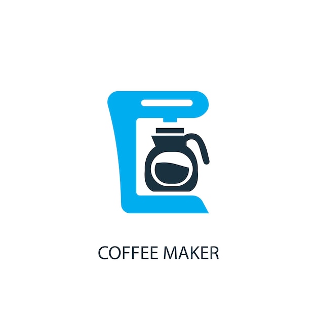 Icono de cafetera. Ilustración de elemento de logotipo. Diseño de símbolo de cafetera de 2 colores de colección. Concepto de cafetera simple. Se puede utilizar en la web y en dispositivos móviles.