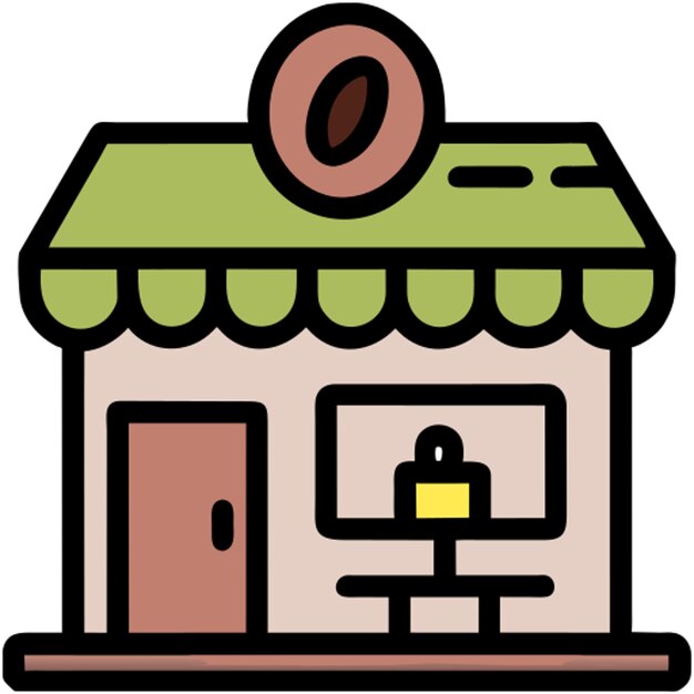 icono de la cafetería contorno de colores