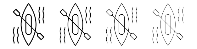 icono de caiaque conjunto de símbolos de señales de contorno