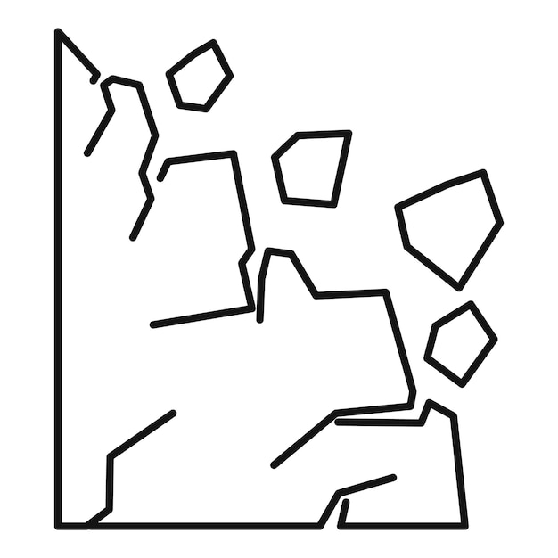 Icono de caída de rocas Icono de vector de caída de rocas de contorno para diseño web aislado sobre fondo blanco