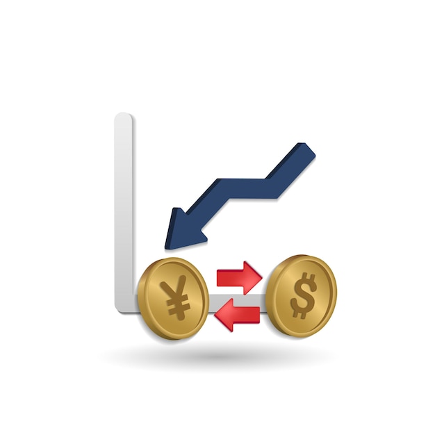Icono de caída del tipo de cambio Ilustración 3d de la colección de crisis económica Icono 3d de caída del tipo de cambio creativo para plantillas de diseño web, infografías y más