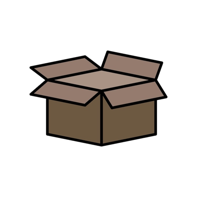 Icono de caja abierta conjunto símbolo vectorial de paquete abierto producto cartón cartón papel parcel icono de caja de almacenamiento de entrega vacía símbolo de caja en negro relleno y estilo delineado