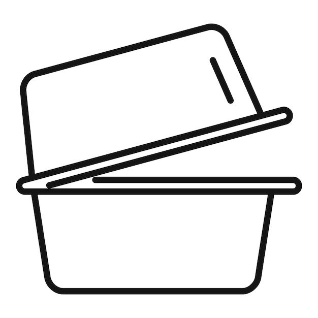 Icono de caja de alimentos vector de contorno Eco reciclaje Océano de residuos