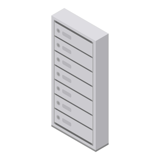 Icono de caja de apartamento posterior Isométrica del icono de vector de caja de apartamento posterior para diseño web aislado sobre fondo blanco