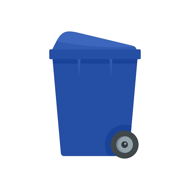 Vector icono de caja de basura azul ilustración plana del icono vectorial de caja de basura azul para el diseño web