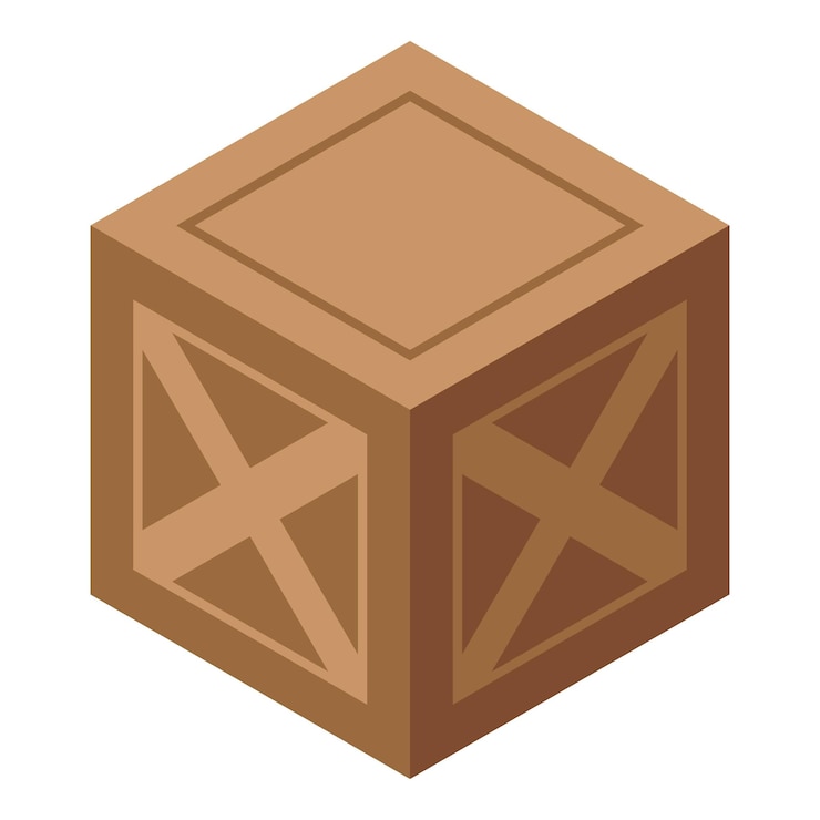 Vector icono de caja de caja de madera isométrica de icono de vector de caja de caja de madera para diseño web aislado sobre fondo blanco