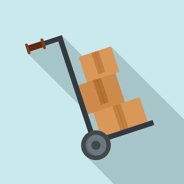 Icono de la caja del carrito de almacén Ilustración plana del ícono vectorial de la cabina del carrito del almacén para diseño web