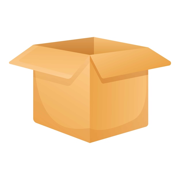 Icono de caja de cartón abierta Caricatura de icono de vector de caja de cartón abierta para diseño web aislado sobre fondo blanco