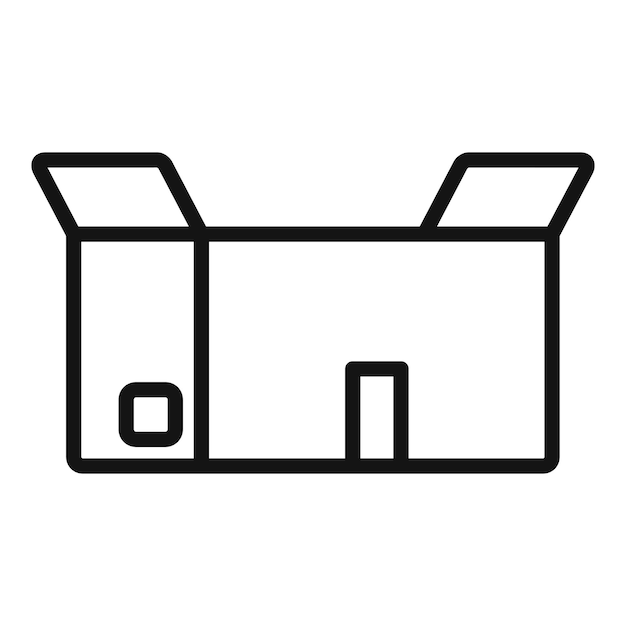 Icono de caja de cartón abierta vector de contorno Contenedor de reciclaje de alimentos de papel