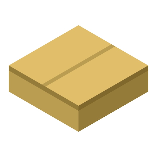 Icono de caja de cartón cuadrado Isométrico de icono de vector de caja de cartón cuadrado para diseño web aislado sobre fondo blanco