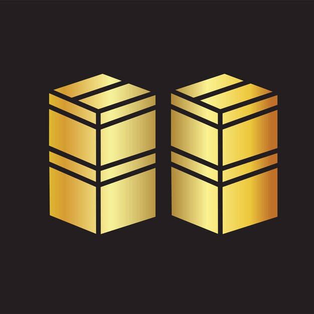 icono de caja de cartón dorado plantilla vectorial logotipo colección de moda diseño plano