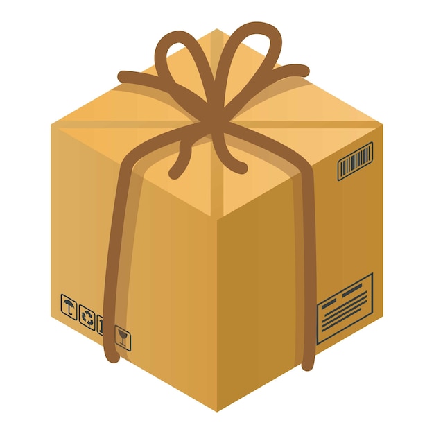 Icono de caja de cartón frágil Isométrico de icono de vector de caja de cartón frágil para diseño web aislado sobre fondo blanco