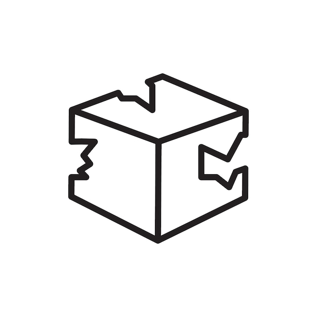 Icono de caja de cartón rota Colección de arte de líneas delgadas