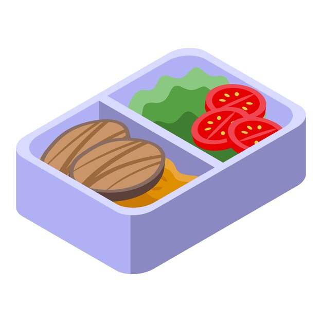Icono de caja de comida de camionero vector isométrico Conductor de camión Transporte de trabajadores