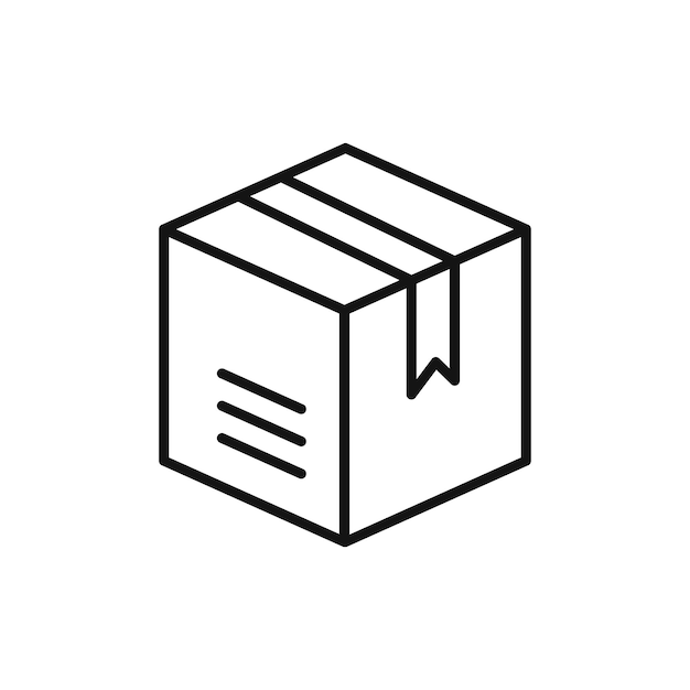 El icono de la caja, el conjunto de paquetes, el símbolo vectorial de envío, el cartón de cartón, el letrero de almacenamiento, el icono de las cajas en negro, el estilo lleno y delineado.