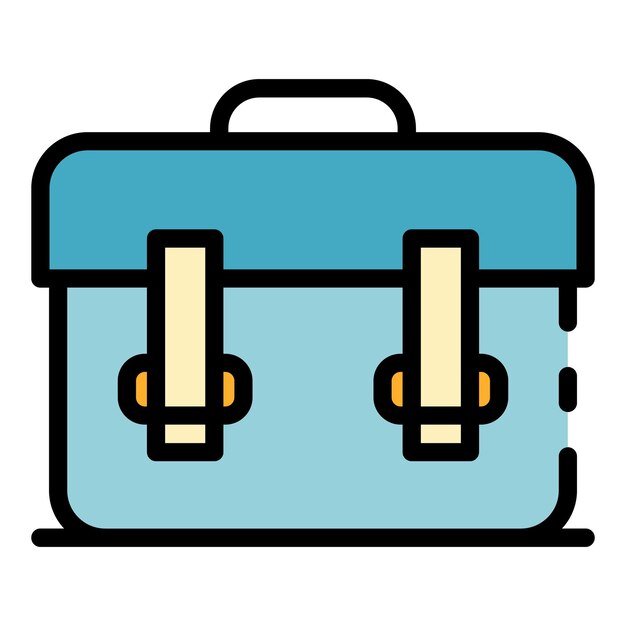 Icono de caja de cuero Contorno caja de cuero vector icono color plano aislado