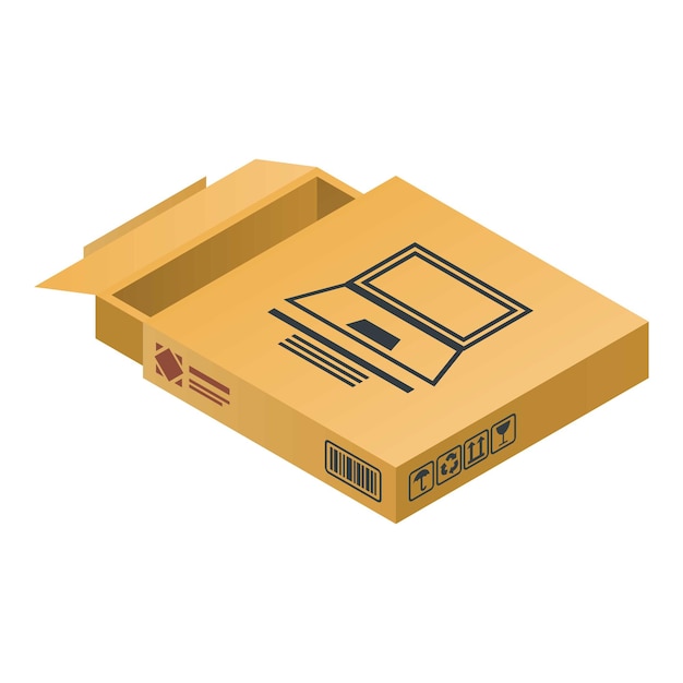 Icono de caja de entrega de computadora portátil Isométrico de icono de vector de caja de entrega de computadora portátil para diseño web aislado sobre fondo blanco