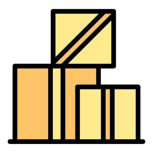 Icono de caja de entrega a domicilio vector de contorno Mover servicio Empresa de muebles color plano