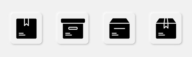 Icono de caja de entrega en glifo Conjunto de iconos de caja de paquete Símbolo de cartón Icono de caja de envío en glifo