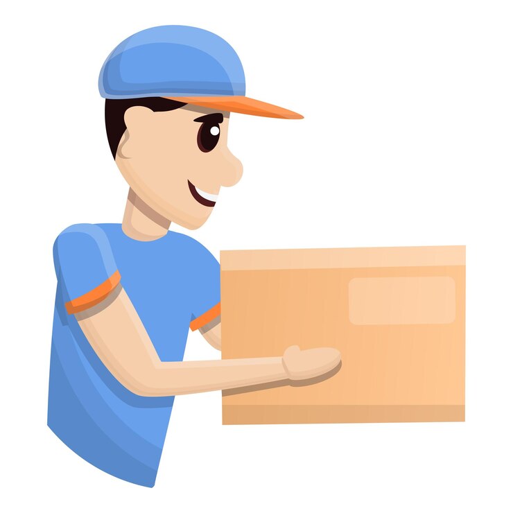 Vector icono de caja de entrega de mensajería caricatura de icono de vector de caja de entrega de mensajería para diseño web aislado sobre fondo blanco