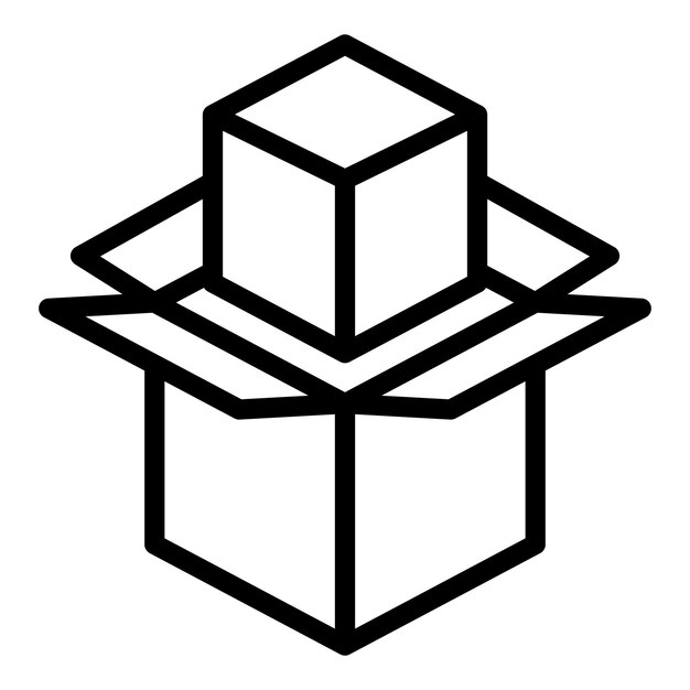 Icono de caja de envío Icono de vector de caja de envío de esquema para diseño web aislado sobre fondo blanco