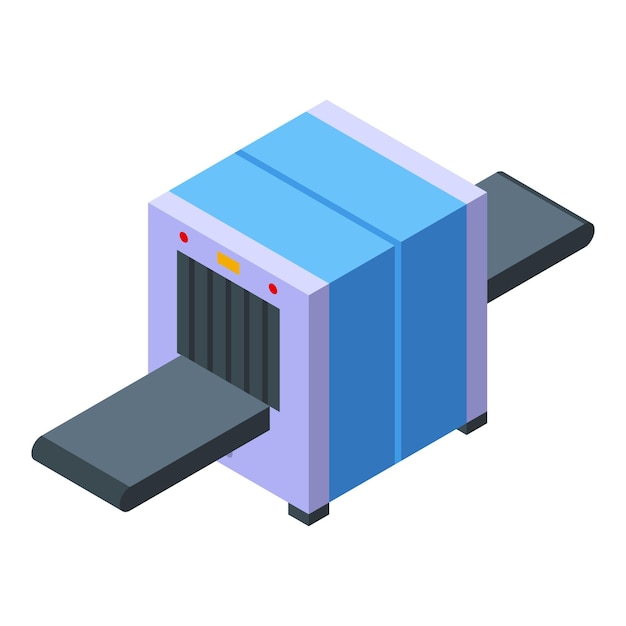 Icono de caja de escaneo de rayos X vector isométrico cuerpo pecho máquina de radiación