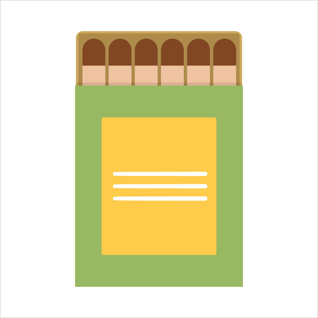 Icono de caja de fósforos vectorial aislado sobre fondo blanco ilustración de palo ardiente imagen de paquete de fósforos de estilo plano xa