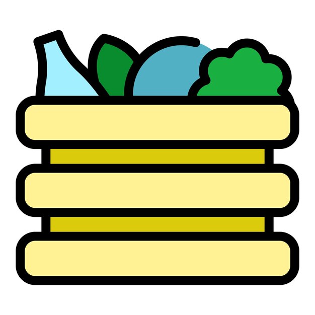Icono de la caja de frutas Contorno de la caixa de frutas Icono vectorial de color plano aislado