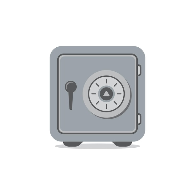 Icono de caja fuerte de banco de metal en estilo plano Ilustración vectorial de bóveda de dinero en un fondo aislado Concepto comercial de letrero de almacenamiento