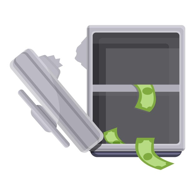 Vector icono de caja fuerte de dinero roto icono vectorial de caja segura de dinero roto para diseño web aislado sobre fondo blanco