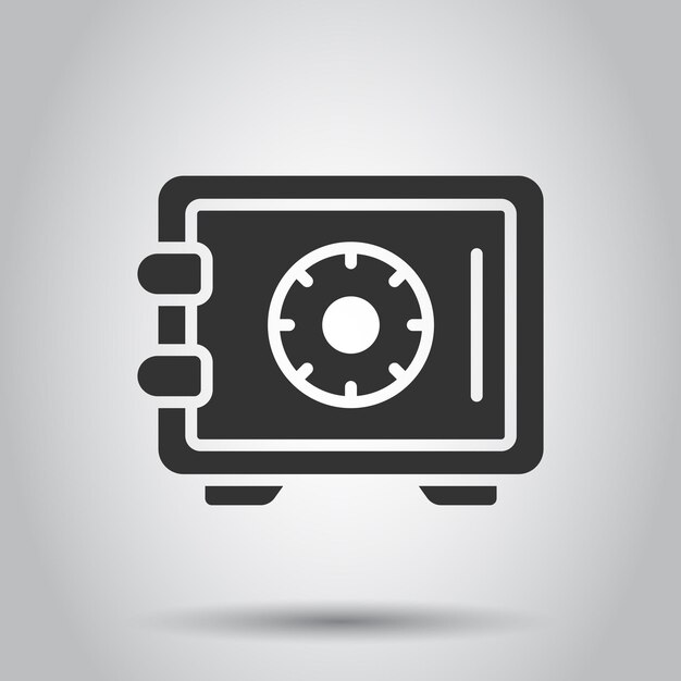 Icono de caja fuerte en estilo plano Ilustración vectorial de Strongbox en fondo blanco aislado Concepto de negocio de seguridad financiera