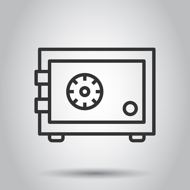 Icono de caja fuerte en estilo plano Ilustración vectorial de Strongbox en fondo blanco aislado Concepto de negocio de seguridad financiera